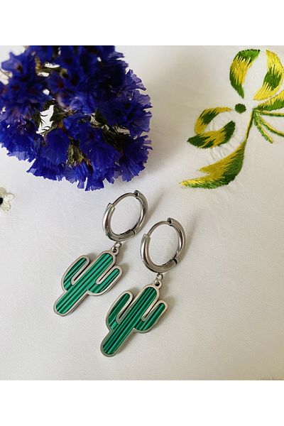 Fynbos STAINLESS STEEL CACTUS CLIP EARRING