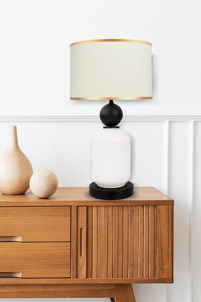 MINIMAL ETICARET VE BILGI TEKNOLOJILERI Lotus Opal Black - White Glass Lampshade