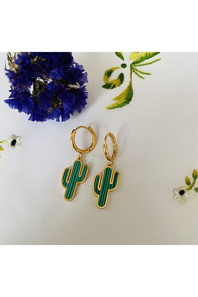 Fynbos STAINLESS STEEL CACTUS CLIP EARRING