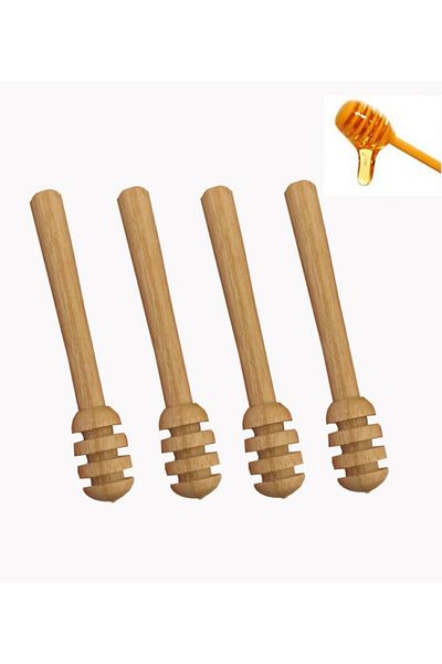 MİMOZA PARK Mimosa 4-Piece Wooden Honey Spoon Set (4 Pieces)