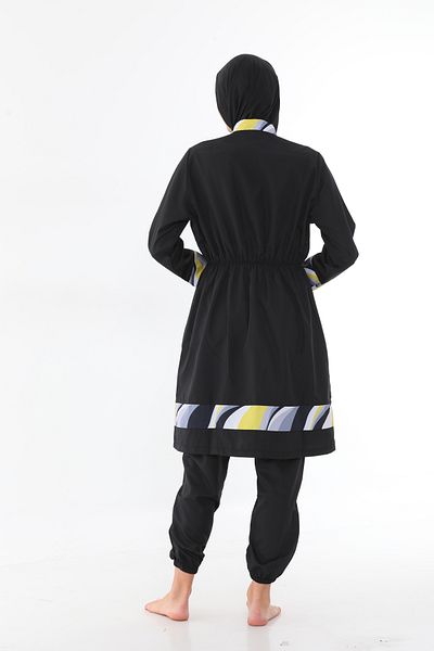 Elif Okur Full Covered Micro Hijab Swimsuit Black 7520