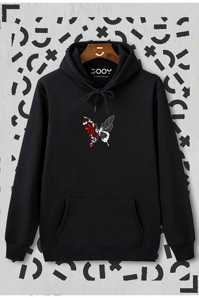 Jooy Company Hanorac cu glugă cu imprimeu fluture floral
