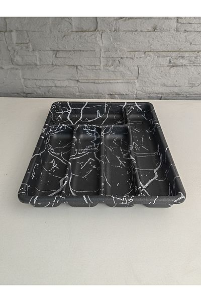 ALANYA HOME DECOR 5 Διαμερίσματα Μαύρο Μάρμαρο Μοτίβο 35,5x28,5 cm Κουτάλι