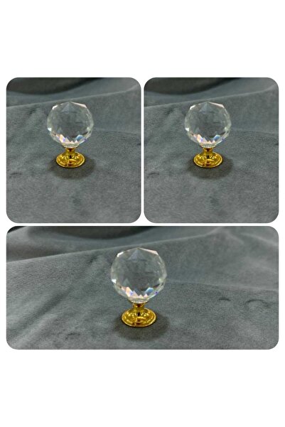 ARON (3 PCS) CRYSTAL BALL HANDLE DIAMETER 30MM (TRANSPARENT GOLD) TV UNIT CONSOLE DRAWER DRAWER CABINET HANDLE