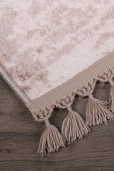 Bonny Home Nova Mink 60x100 + 50x60 cm Σετ 2 τεμαχίων με γωνιακό χαλί μπάνιου με κρόσσια αντιολισθητικό πλενόμενο πατάκι