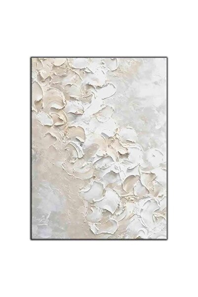 tablodekor SOYUT BEJ BEYAZ VE GRİ DOKUNUŞLAR YAĞLI BOYA DOKULU TABLO