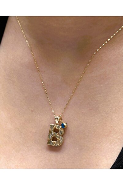 SUDEKAĞAN Altın 3 Boyutlu B Harfli Aynalı Zincir