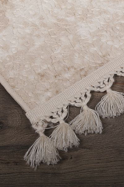 Bonny Home Nova Cream 60x100 + 50x60 cm Σετ 2 τεμαχίων με γωνιακό χαλί μπάνιου με κρόσσια αντιολισθητικό πλενόμενο πατάκι