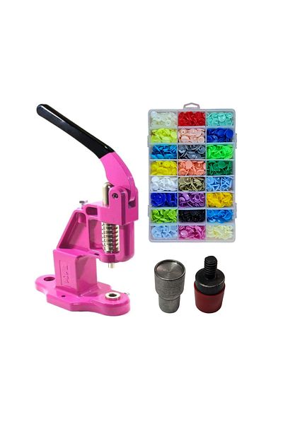 tuhafiyecimiz Tulumba Press and Plastic Snap Set(12mm Plastic T5 Snap Set) Pink Press