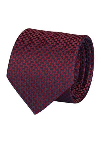 Esgue ربطة عنق منقوشة باللون الأحمر الداكن مقاس 7.5 سم مصنوعة يدويًا