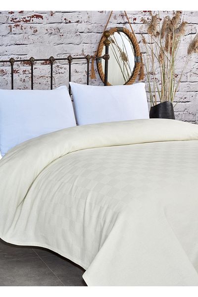 by ballı biocotton Checkerboard Patterned Double Cotton Pique Cream Color 200x230
