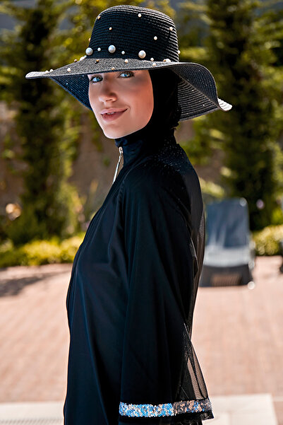 Marina Schwarzer, vollständig bedeckter Hijab-Badeanzug M2032