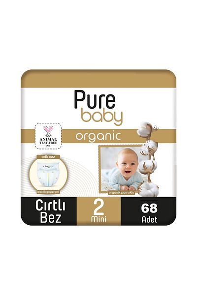 Pure Baby 3-6 Kg 68 Pieces Baby Mini Diapers - Organic