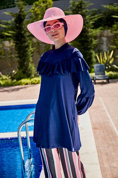 Marina Navy Blue Fully Covered Hijab μαγιό M2012