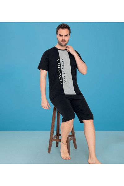Ayans Pijama Ανδρικό Σετ πιτζάμες από χτενισμένο βαμβάκι (μονό ζέρσεϊ).