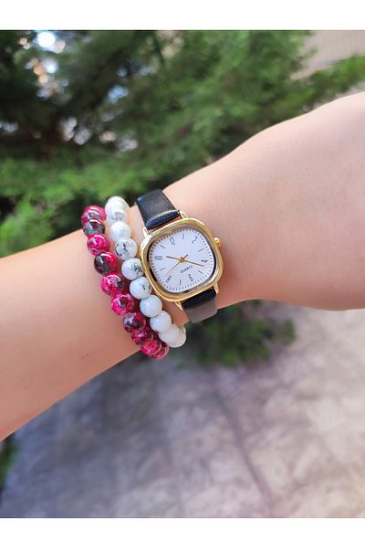 Ricardo Minimal Vintage Leather Cord Square Women's Watch