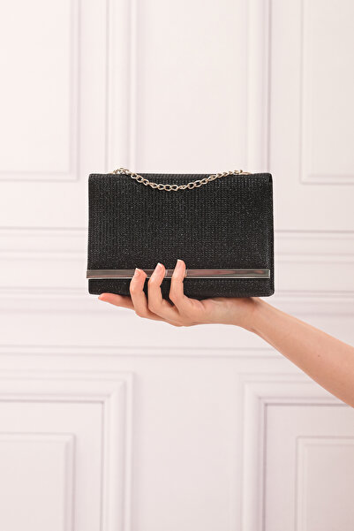 ROZA CANTA Μαύρη CupraSilvery Γυναικεία Βραδινή Τσάντα Portfolio