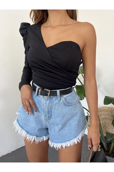 Fav Style Γυναικεία μακρυμάνικη μπλούζα με μπαλόνι με έναν ώμο