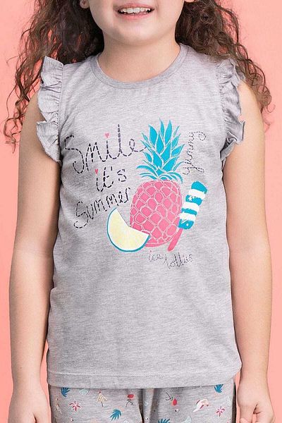 ROLY POLY Summer Smile Light Gray Girls Shorts Set