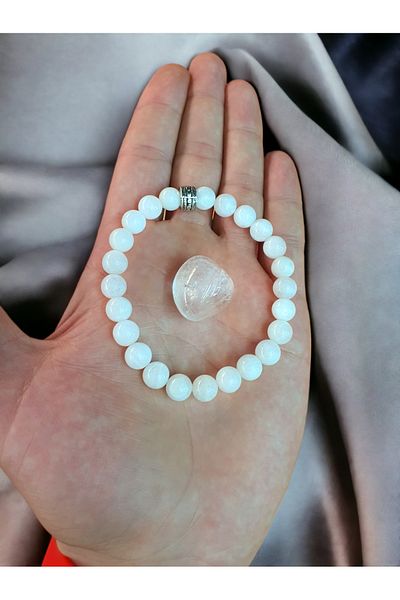 NBS Beautiful Naturel Stones Natural Stone Healing Moon Stone (With Stone Gift) (Women/Men's Relaxing and calming healing) 8 mm