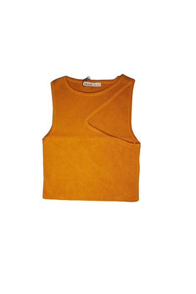 Dilvin 10173 Strick-Crop mit tiefem Kragen