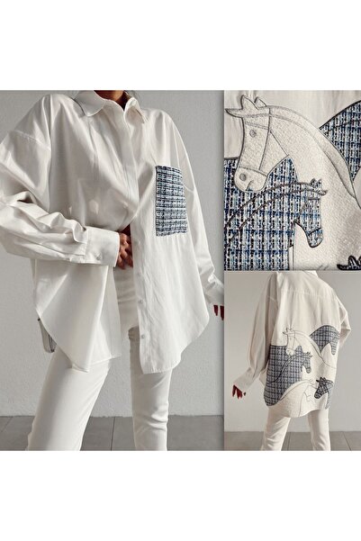 Miss Beyoğlu Πουκάμισο Oversize με μοτίβο αλόγου της Μόσχας