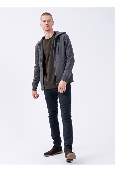 Lee Ανδρικό φούτερ με κουκούλα ανθρακί L80KSP003 Full Z Hoodie Sweatshirt