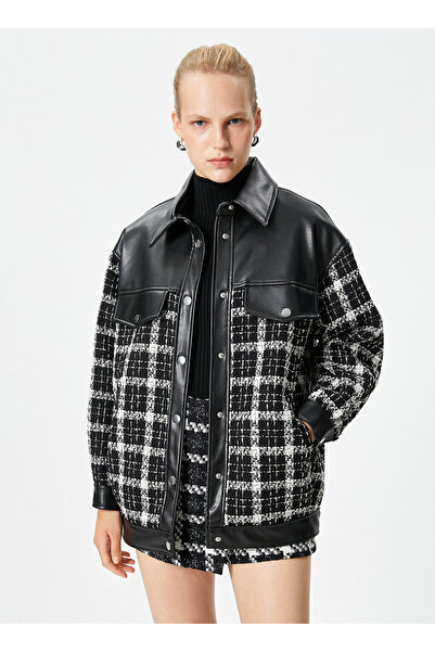 Koton Jachetă de damă Standard Alb - Negru 4WAK20099EW