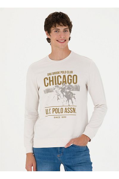 U.S. Polo Assn. BASE. Polo Assn. Crew Neck Stone Men's Sweatshirt OVERT