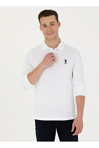 U.S. Polo Assn. يو اس بولو اسن. بولو الرقبة البلوز الأبيض للرجال TP01SK023