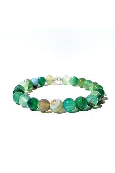 Doğal Tasarım سوار من الحجر الطبيعي - عقيق أخضر (8 ملم)