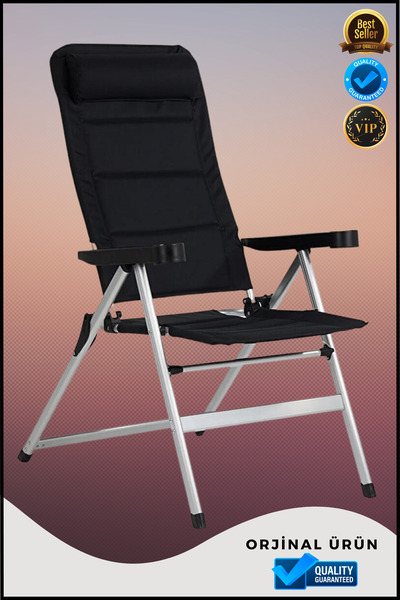 OverPazar Lüx Kamp Sandalyesi Geriye Yatabilen Bardak Tutuculu 4,5 Kg 120*119...