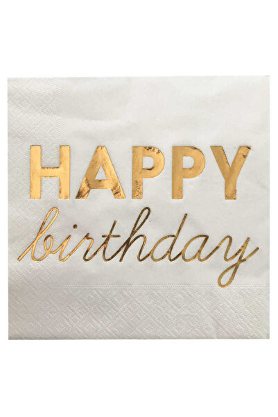 DM ONLINE منديل عيد ميلاد سعيد من ورق الذهب 16 منديل عيد ميلاد ذهبي