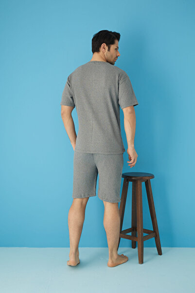 Ayans Pijama Κοτλέ Oversize Ανδρικό Σετ Κάπρι