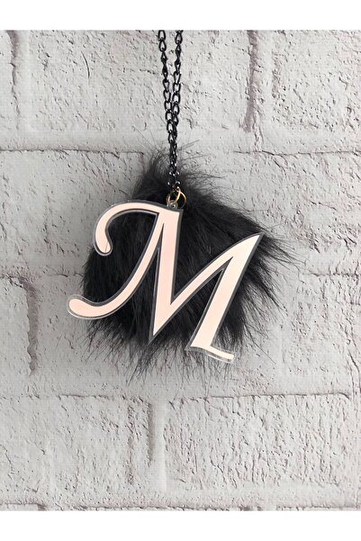 Stoneda Pleksi Araba Ayna Süsü 7cm ''m''harfi Rose Gold Ponponlu(SORU SOR KIS...