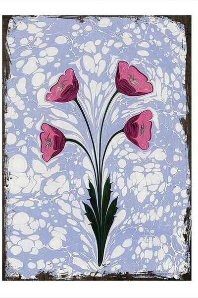 Bedeko Ahşap Tablo Osmanlı Ebru Sanatı Tarzında Desenli Ahşap Tablo