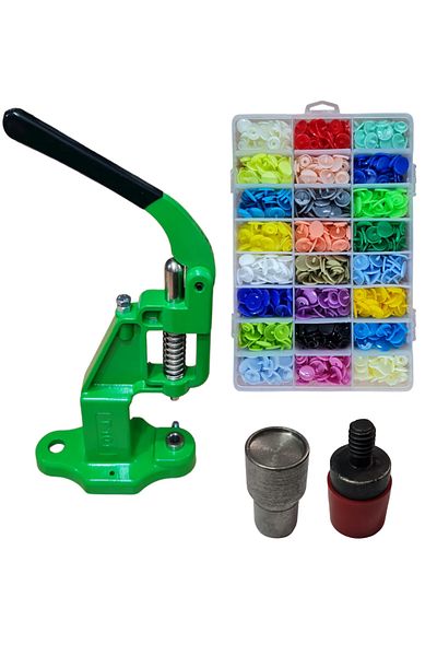 tuhafiyecimiz Tulumba Press and Plastic Snap Set(12mm Plastic T5 Snap Set) Green Press