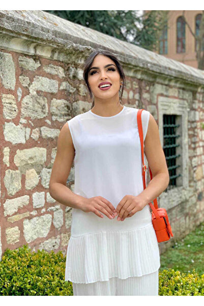 Bym Fashion Skirt Pleated Zero Sleeve Short Underwear 2637 Ecru