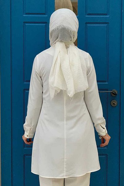 Bym Fashion Μανσέτες με κουμπιά Crew Lang Tunic 2649 Ecru