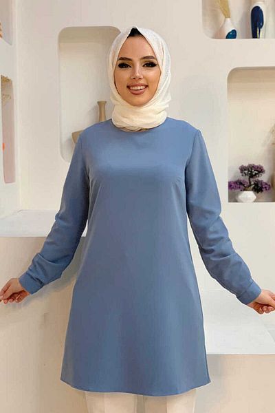 Bym Fashion Μανσέτες με κουμπιά Crew Lang Tunic 2649 Indigo