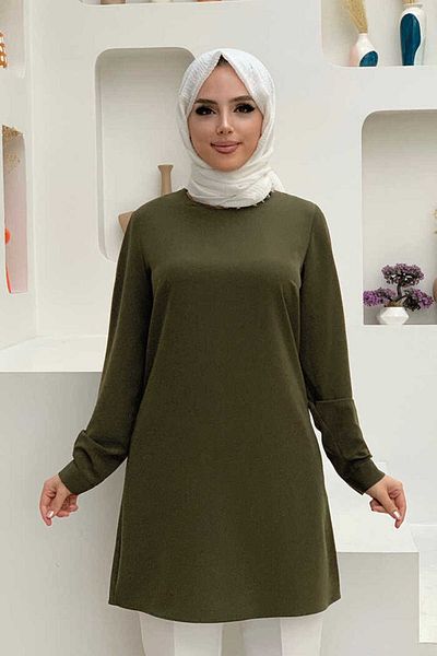 Bym Fashion Μανσέτες με κουμπιά Crew Lang Tunic 2649 Χακί