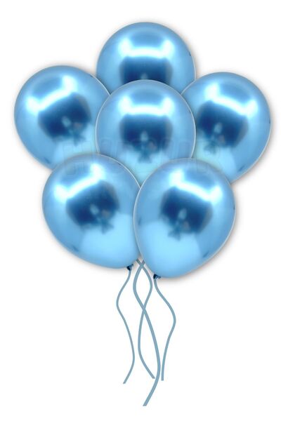 Huzur Party Store Blue Colored Chrome Balloon 50 Pieces 30 Cm Incredibly Shin...