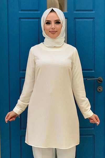 Bym Fashion Μανσέτες με κουμπιά Crew Lang Tunic 2649 Stone