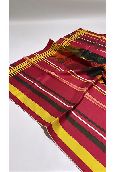 Onur Scarf - Twill Silk Scarf Hijab Clothing Hand Curling 90 x 90 cm Patterned Scarf Quality Store