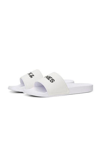 Jack & Jones Men's Jfwlarry Text Detailed Slippers 12184277   White