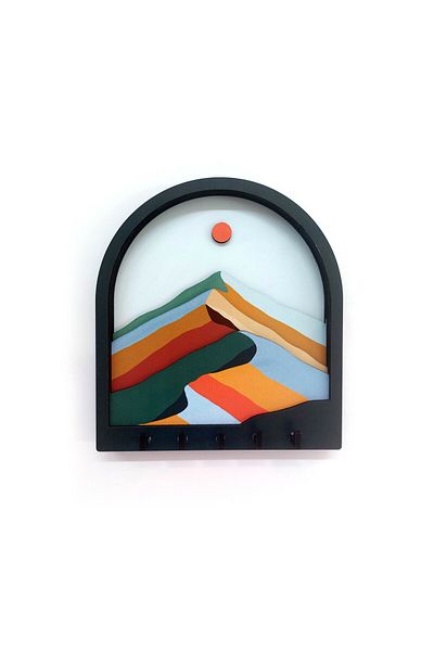 CajuArt Decorative Mountain Landscape - Sun Three-dimensional Layered Wall Hanging Keychain