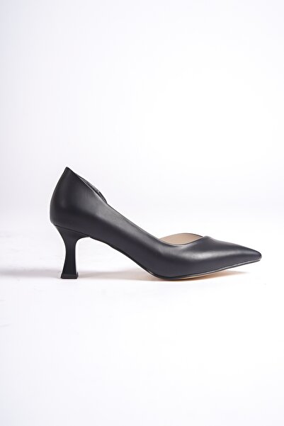 Modabuymus Oslo Black Short Goblet Heeled Stiletto Heeled Shoes