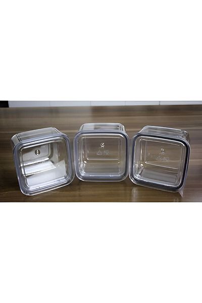LABEMU 3-Piece Crystal Small Size Storage Container Vacuum Lid Airtight 0.25 Lt