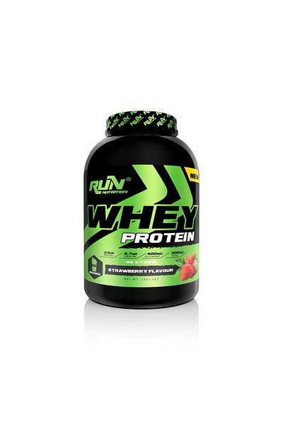 Run Nutrition Whey Protein - 2.4 Kg - Strawberry Flavored - 60 Serves - Gifted
