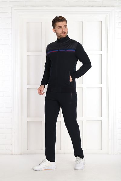 NEED LİFE Men's Navy Blue Waffle Fabric Zippered Regular- Lower Upper Tracksuit Set
